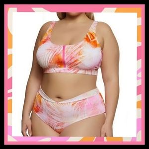SEXY ☆ ORANGE & PINK ZIP FRONT ☆ CAGED RIBBED BIKINI ☆ NWT